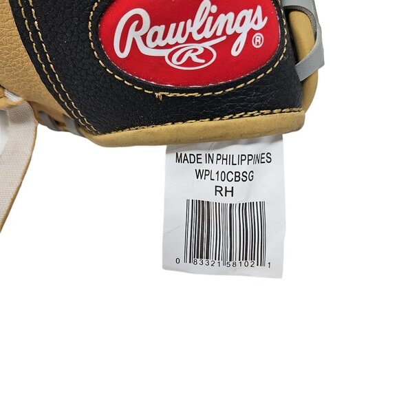 NEW Rawlings 10 Inch Tan Black Lefty Tee Ball Glove Catching Sports WPL10CBSG - Picture 7 of 14